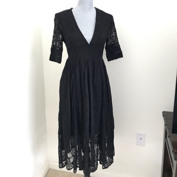 Free People Laure Black Lace Midi Dress - Picture 3 of 8
